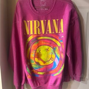 NIRVANA Fushia Pink Graphic Sweatshirt small